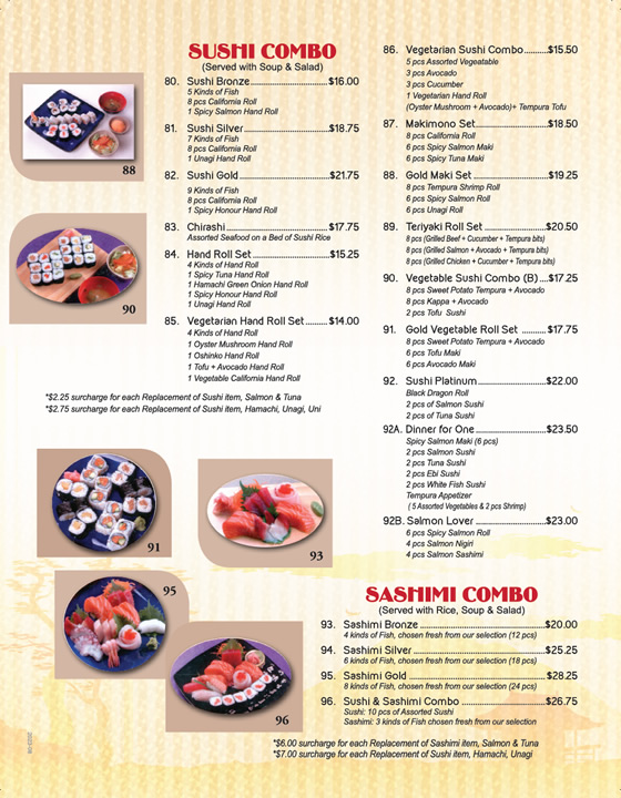Sushi Combo, Sashimi Combo, Dinner for 2, Special Bento