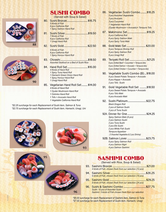 Sushi Combo, Sashimi Combo, Dinner for 2, Special Bento